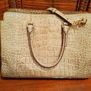 Brahmin Tan Crocodile Leather Crossbody Tote Bag